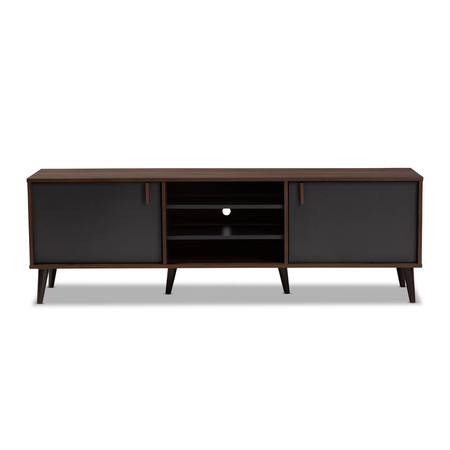 Baxton Studio Samuel Mid-Century Modern Brown and Dark Grey Finished TV Stand 148-8669